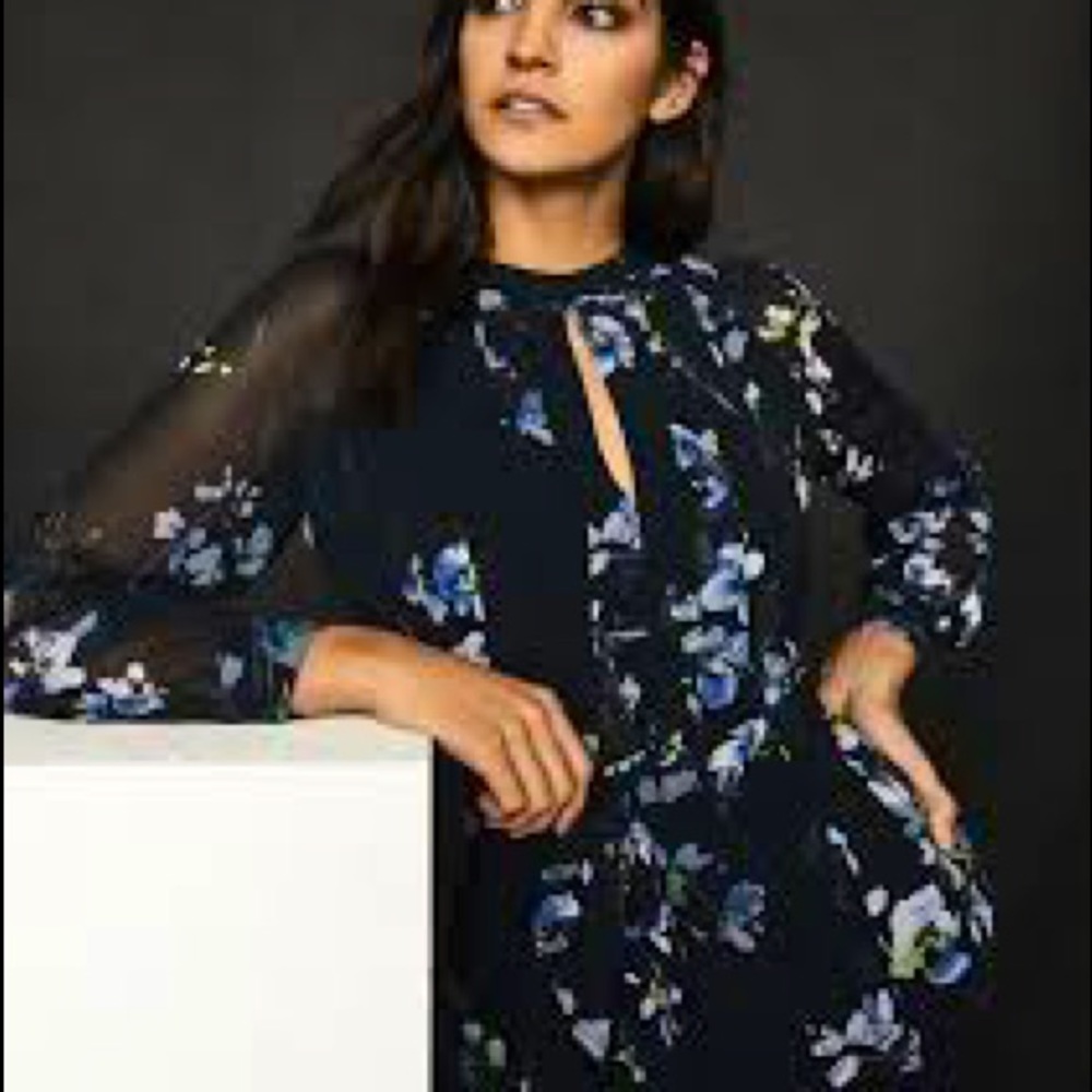 Reiss floral pleat blouse